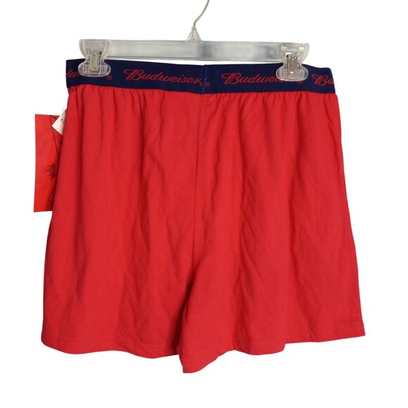 Budweiser Size M 32 34 Boxer Shorts Mens Red Sleepwear Button Fly Cotton NEW - Picture 2 of 7